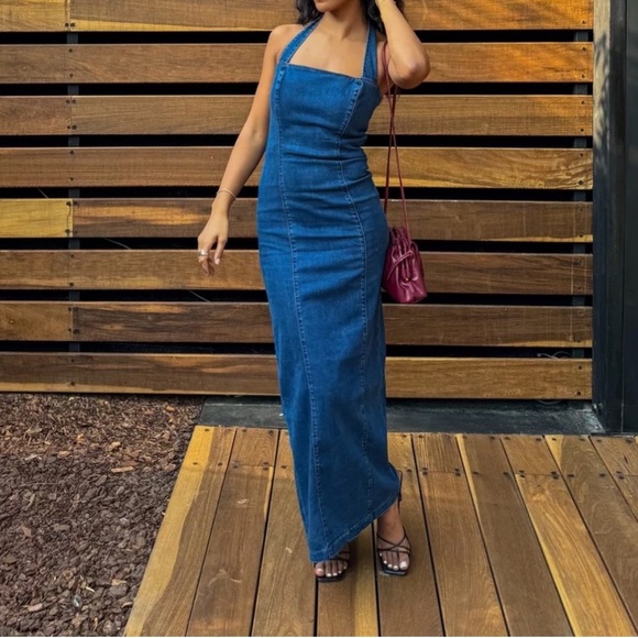 Reformation | Dresses | Reformation Evita Denim Midi Dress | Poshmark